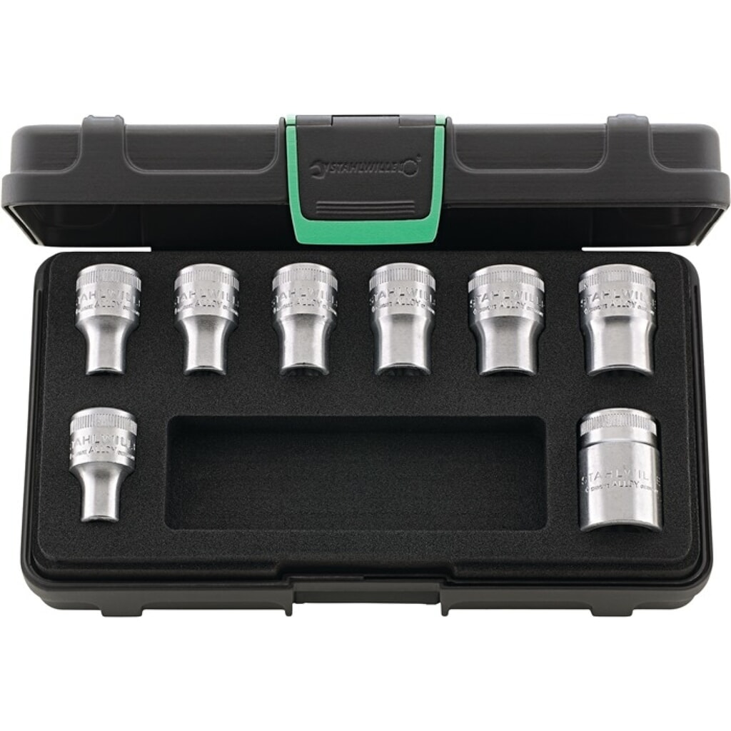 STAHLWILLE Steckschlüsselsatz 50TX/8 8-tlg.1/2 Zoll f.Außen-Torx-Schrauben Produktabbildung: STAHLWILLE Steckschlüsselsatz 50TX/8 8-tlg.1/2 Zoll f.Außen-Torx-Schrauben