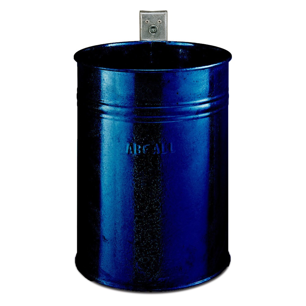 Product afbeelding: RENNER Stalen afvalbak, 35 liter, rond, wandmontage, gesloten structuur, kobaltblauw