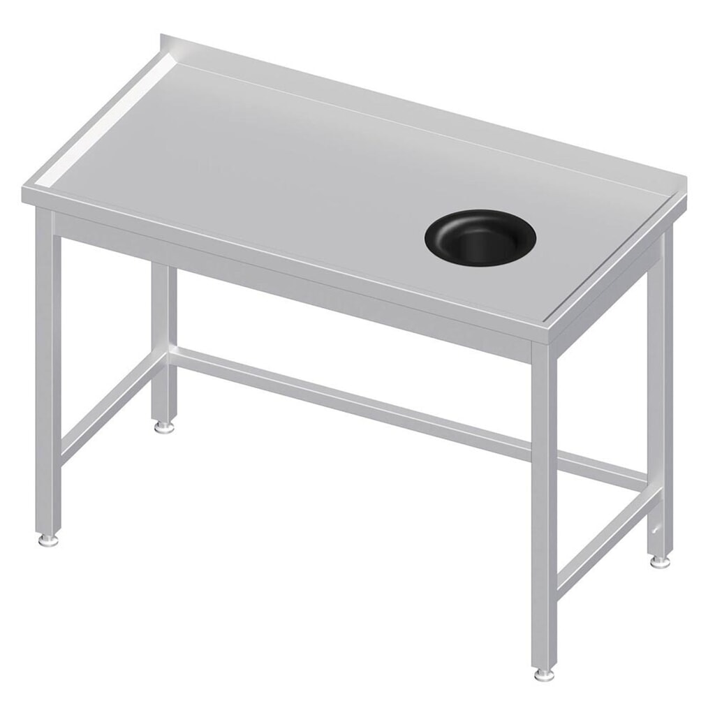 Produktabbildung: Stalgast Arbeitstisch ohne Grundboden, 800x600x850 mm, mit Abfallloch rechts, mit Aufkantung, verschweißt