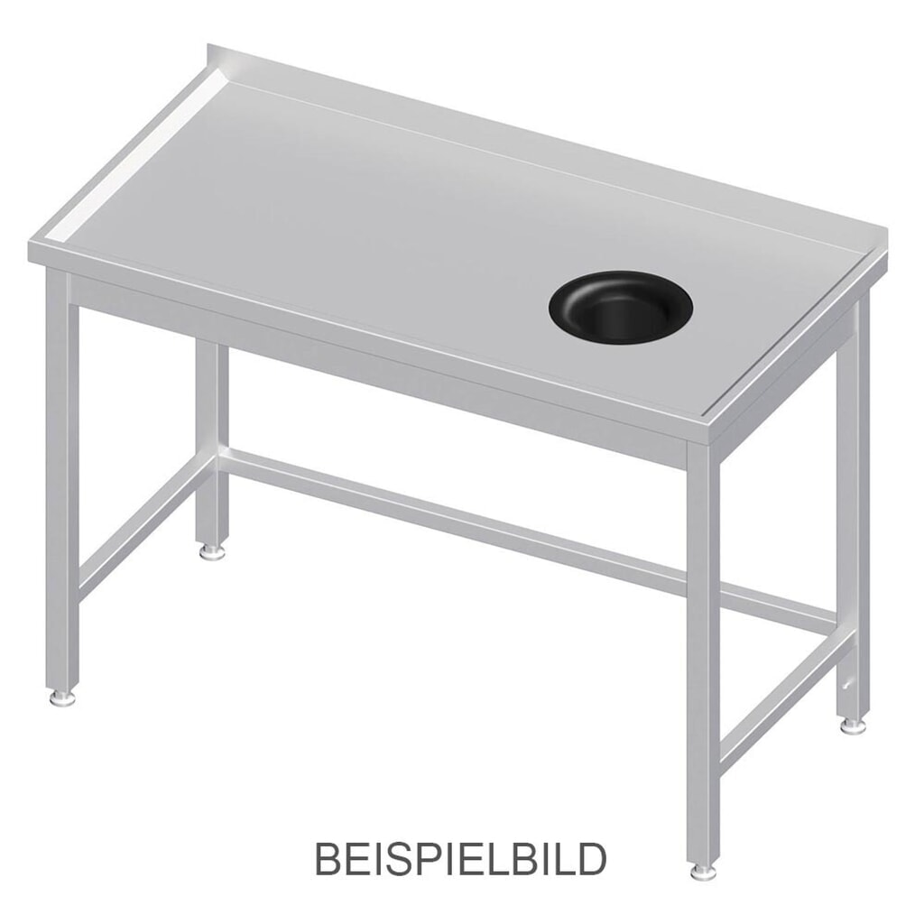 Produktabbildung: Stalgast Arbeitstisch ohne Grundboden, 800x600x850 mm, mit Abfallloch rechts, ohne Aufkantung, verschweißt