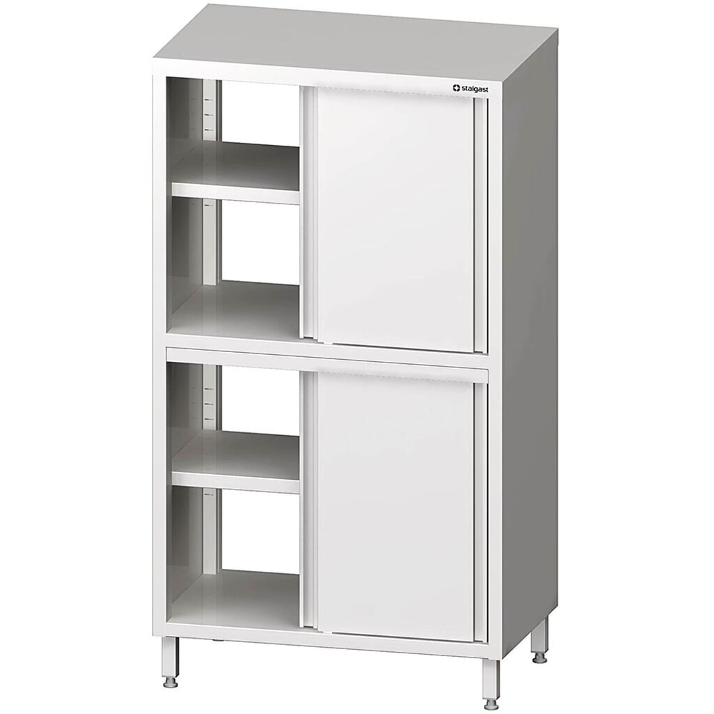Produktabbildung: Stalgast Durchreiche-Hochschrank mit Schiebetüren, 800x500x1800 mm, mit zwei Schrankräumen, verschweißt