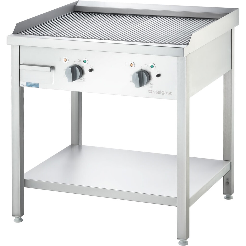 Stalgast Elektro-Griddleplatte als Standgerät - gerillt, Unterbau offen, 800 x 700 x 850 mm (BxTxH) Produktabbildung: Stalgast Elektro-Griddleplatte als Standgerät - gerillt, Unterbau offen, 800 x 700 x 850 mm (BxTxH)