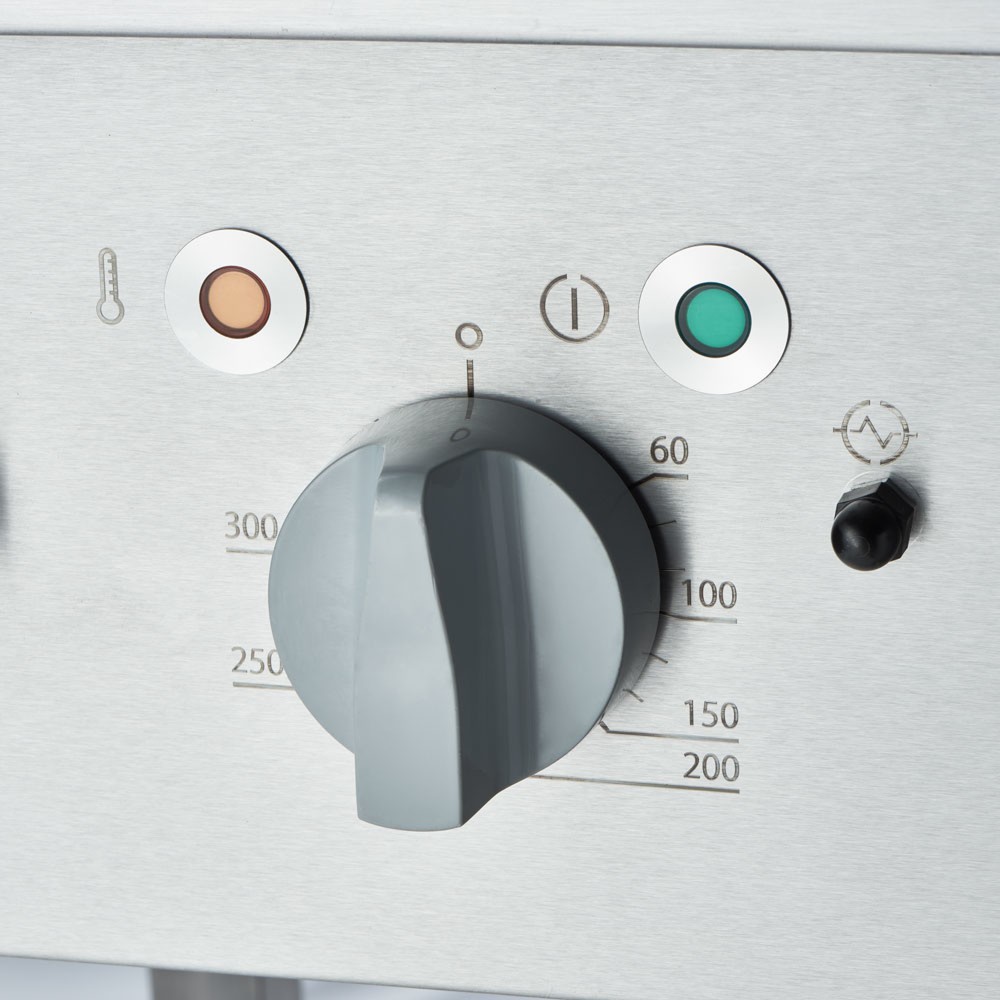 Produktabbildung Nr. 3: Stalgast Elektro-Griddleplatte als Standgerät - ½ glatt / ½ gerillt, Unterbau offen, 800 x 700 x 850 mm (BxTxH)
