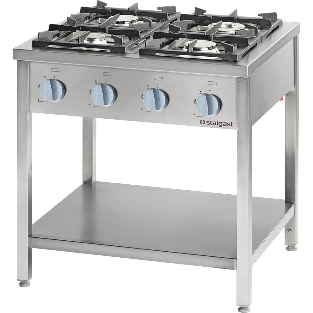Produktabbildung: Stalgast Gasherd Serie 700 - G20, 4-Brenner (3,5+5+2x7), 800 x 700 x 850 mm (BxTxH)
