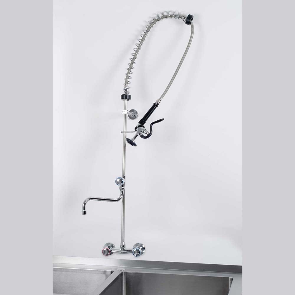 Produktabbildung Nr. 2: Stalgast Geschirrbrause mit Mischbatterie, Zweiloch-Wandmontage, mit Wasserhahn, zwei Mischventile
