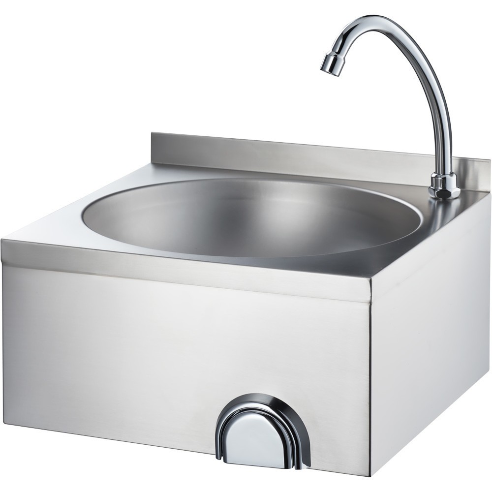 Produktabbildung Nr. 1: Stalgast Handwaschbecken mit Kniebedienung, inkl. Armatur, Wandmontage, 400 mm x 400 mm x 225 mm (BxTxH)