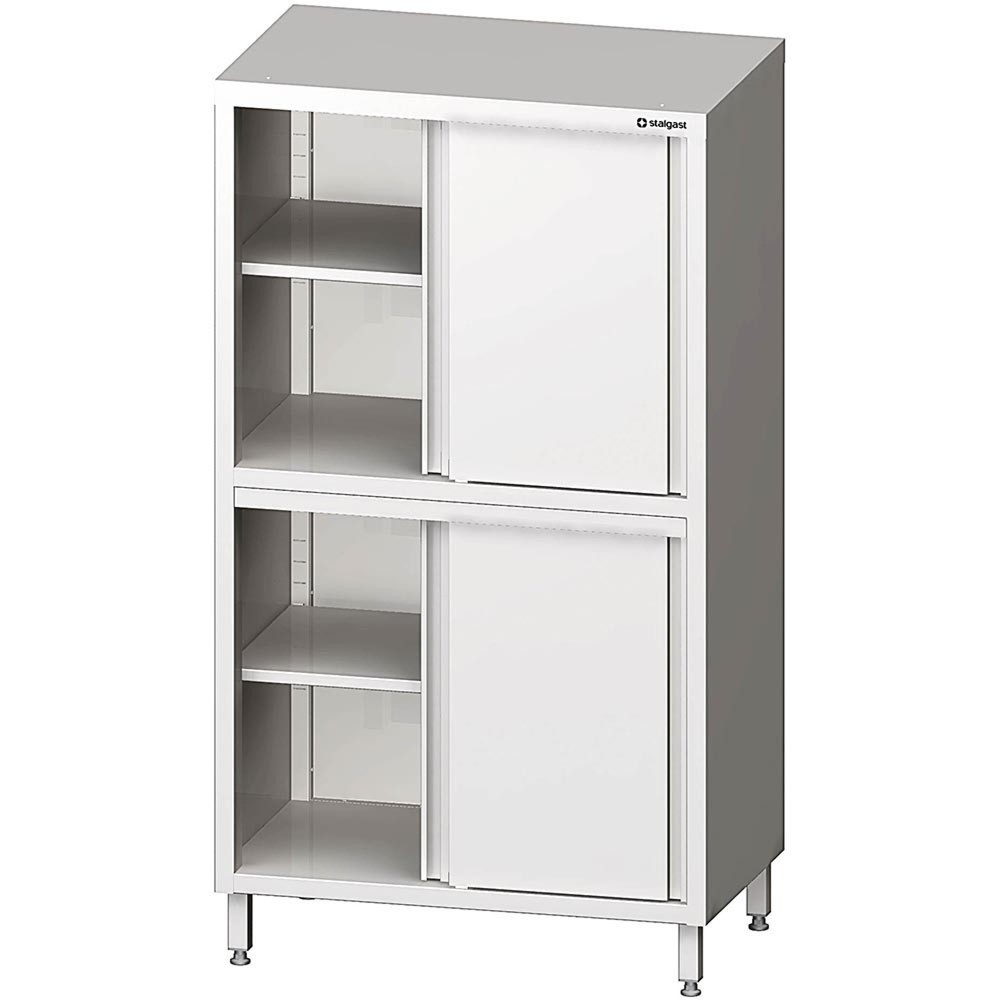 Produktabbildung: Stalgast Hochschrank mit Schiebetüren, 800x600x1800 mm, mit zwei Schrankräumen, verschweißt