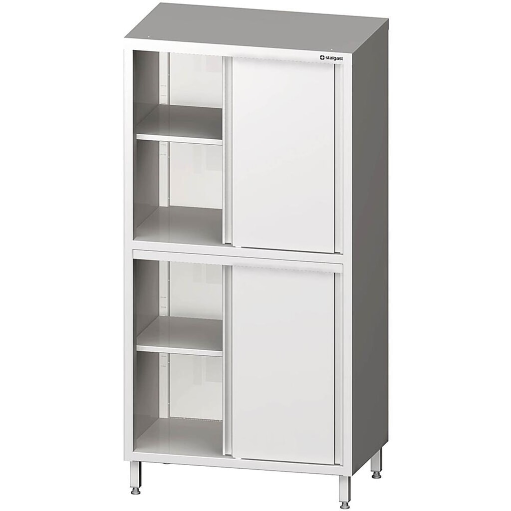Produktabbildung: Stalgast Hochschrank mit Schiebetüren, 800x500x2000 mm, mit zwei Schrankräumen, verschweißt