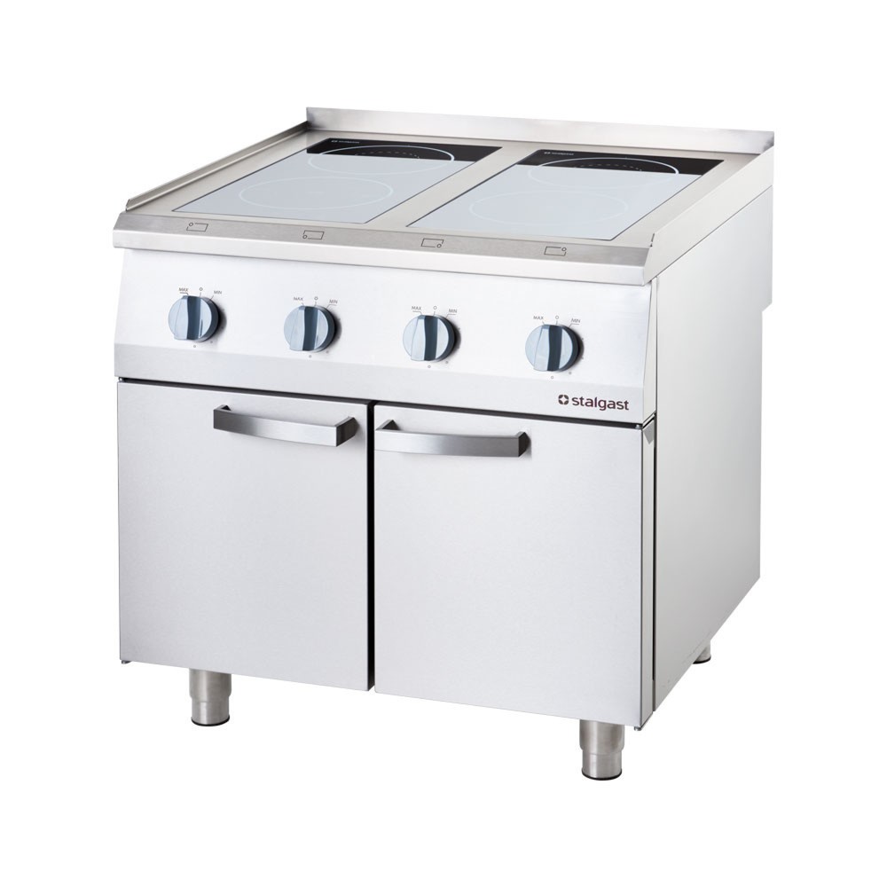 Produktabbildung: Stalgast Induktionsherd mit 4 Kochfeldern und 2-türigem Unterschrank, Serie 700 ND