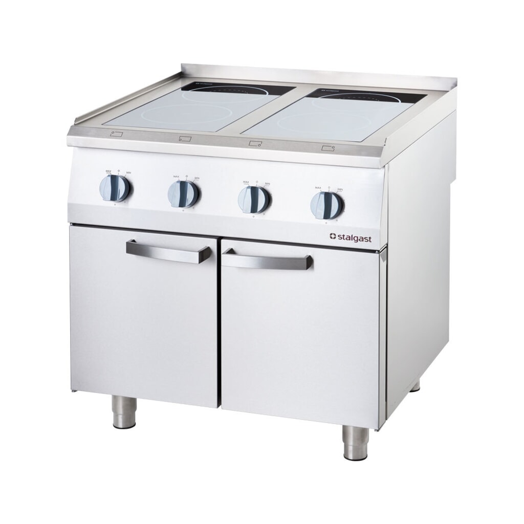 Produktabbildung: Stalgast Induktionsherd mit 4 Kochfeldern und 2-türigem Unterschrank, Serie 700 ND