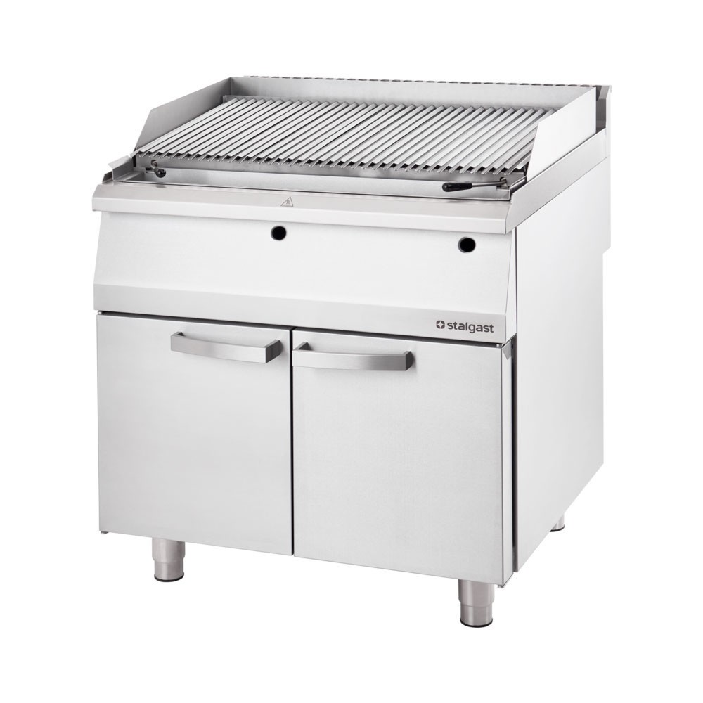 Produktabbildung Nr. 1: Stalgast Lavastein-Grill mit V-Rost für Fleisch und Gemüse, Serie 700 ND, 800 mm
