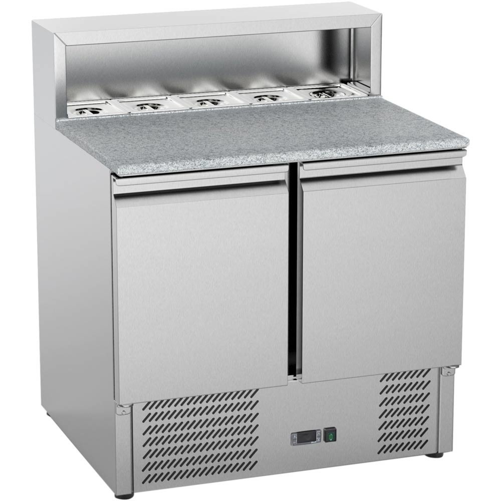 Produktabbildung Nr. 1: Stalgast Pizzatisch Starline, 2-türig, mit Kühlaufsatz 5x GN 1/6