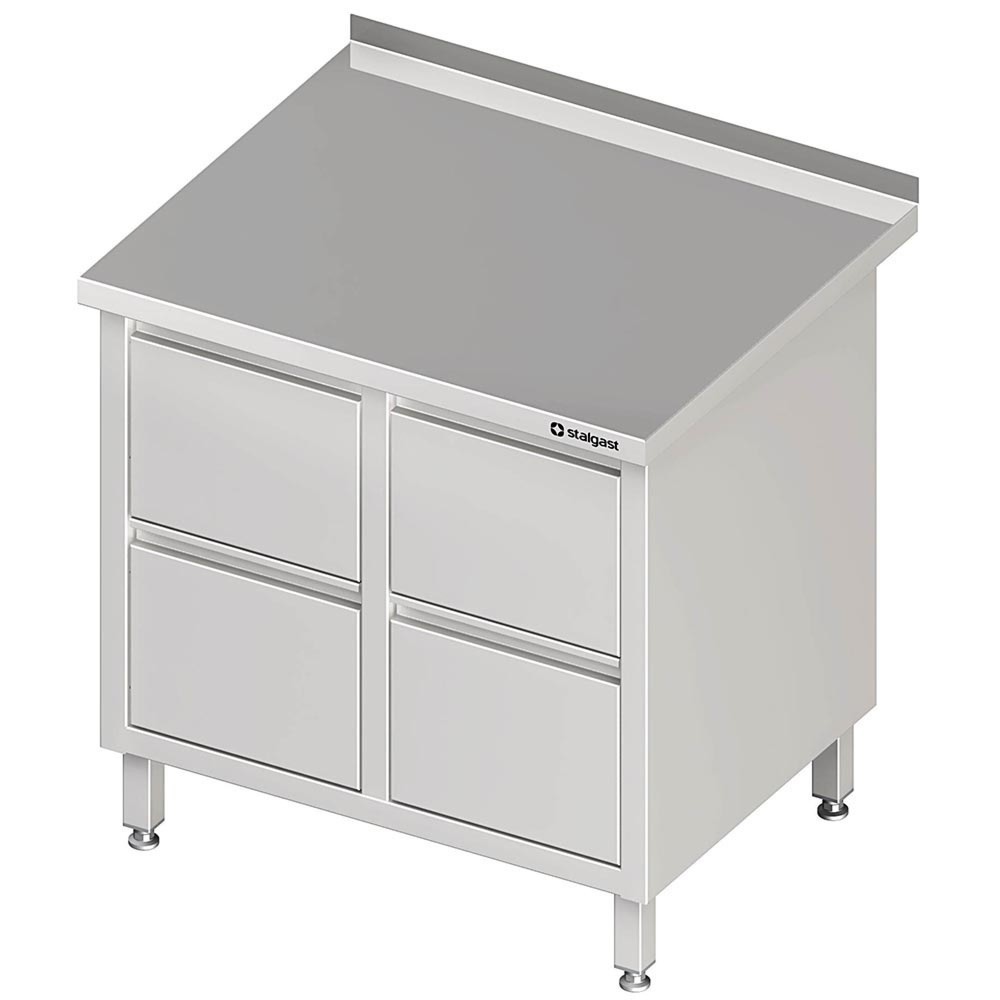 Produktabbildung: Stalgast Schubladenschrank mit 2x2 Schubladen, 840x600x850 mm, mit Aufkantung, verschweißt