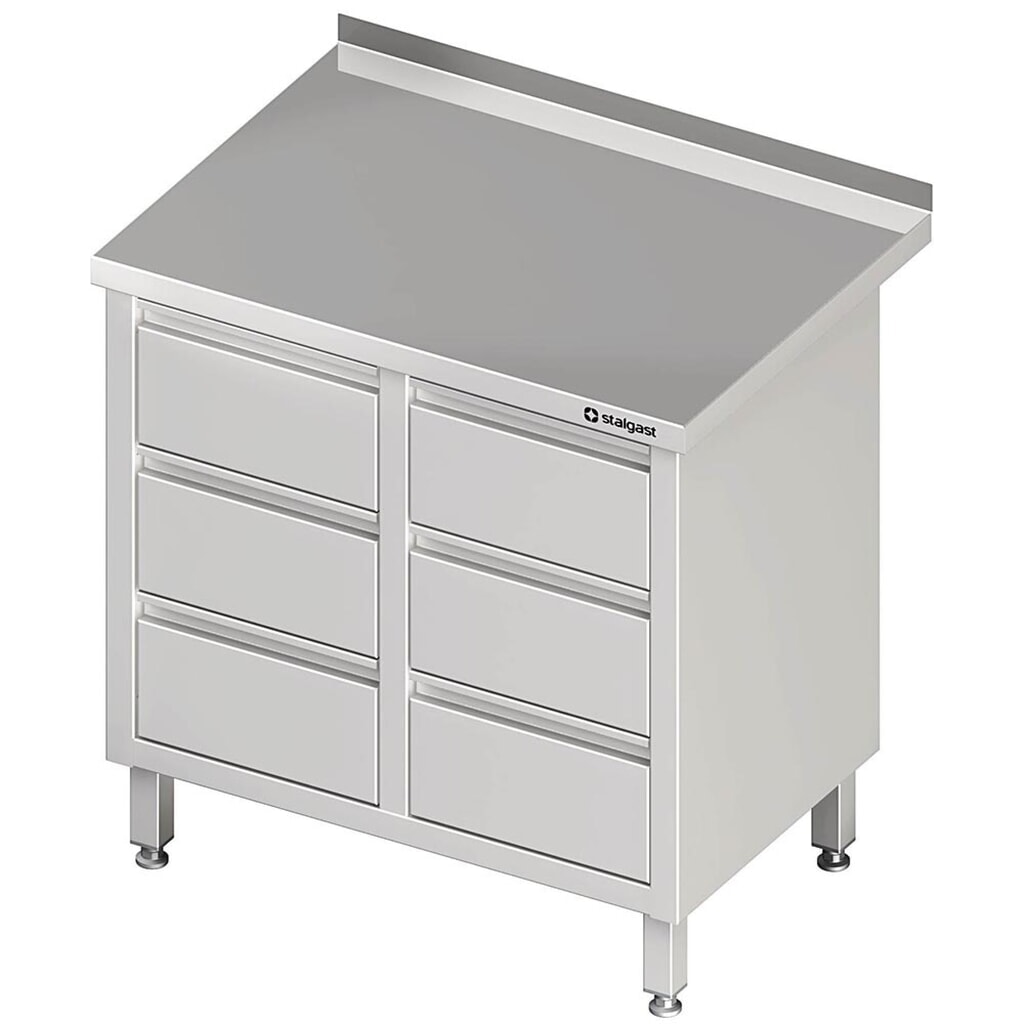 Produktabbildung: Stalgast Schubladenschrank mit 2x3 Schubladen, 840x600x850 mm, mit Aufkantung, verschweißt