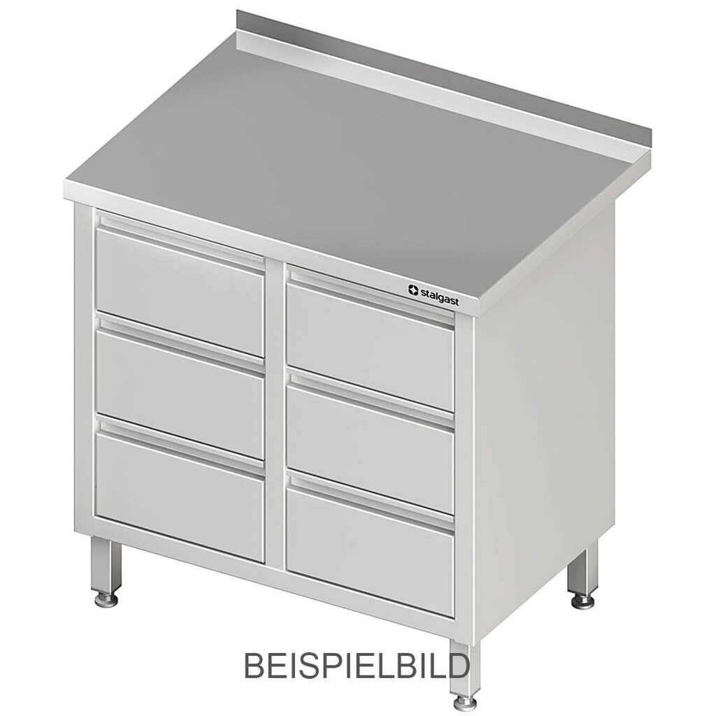 Produktabbildung: Stalgast Schubladenschrank mit 2x3 Schubladen, 840x600x850 mm, ohne Aufkantung, verschweißt
