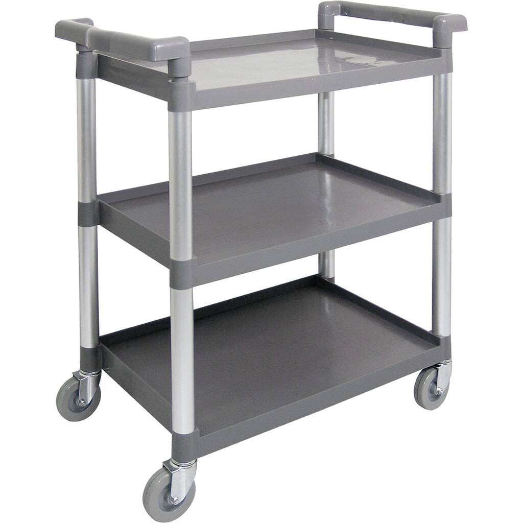 Produktabbildung: Stalgast Servierwagen aus Kunststoff, mit drei Borden, 860 x 425 x 910 mm (BxTxH)