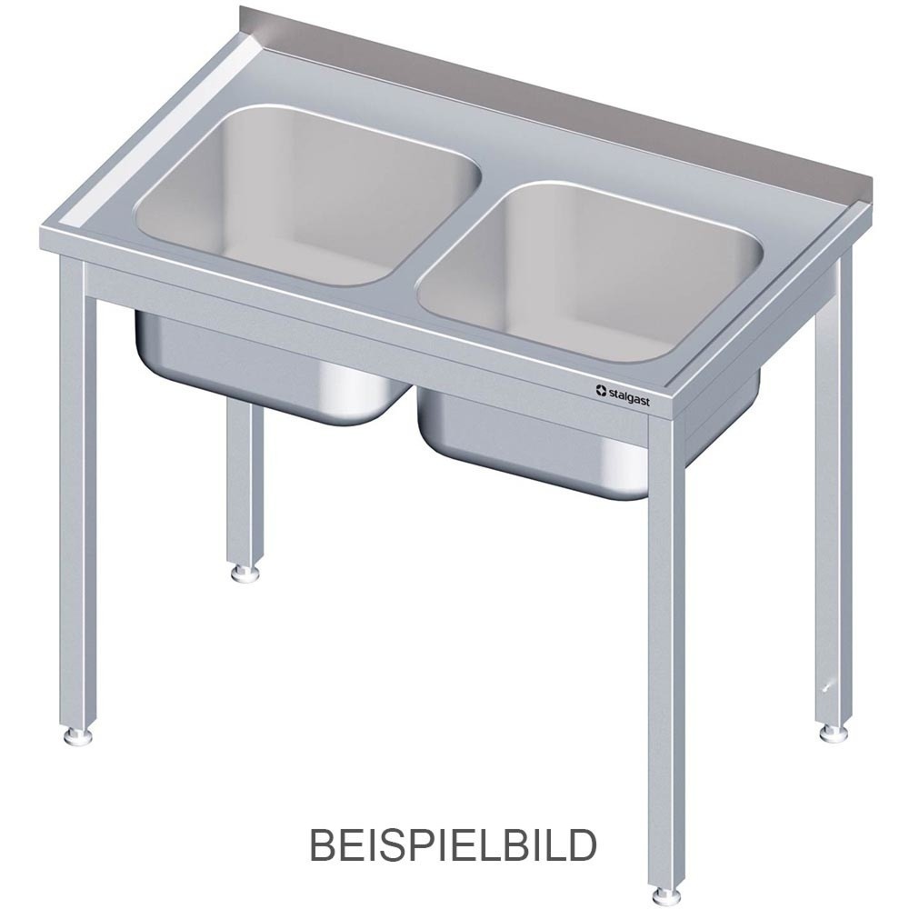 Produktabbildung: Stalgast Spültisch ohne Grundboden 1300x600x850 mm, mit zwei Becken links, mit Aufkantung, verschweißt