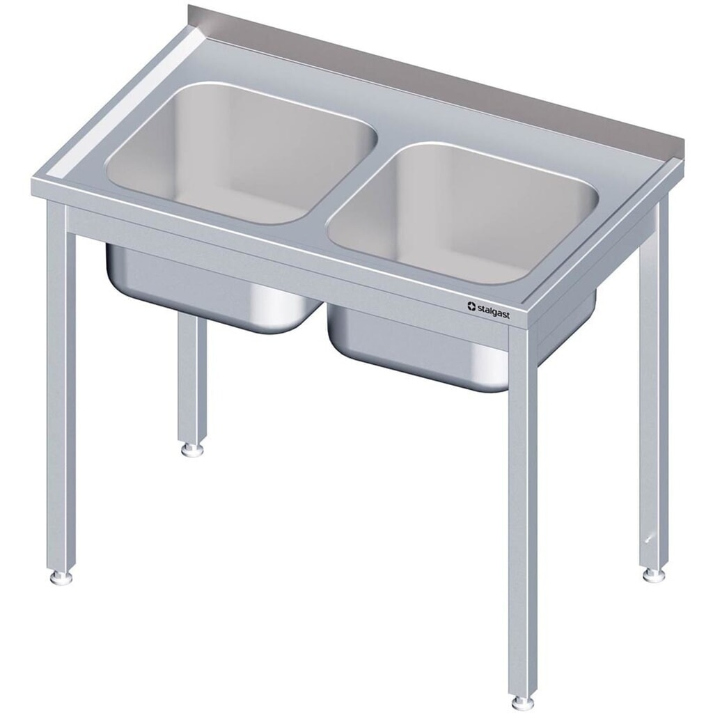 Stalgast Spültisch ohne Grundboden 1300x600x850 mm, mit zwei Becken rechts, mit Aufkantung, verschweißt Produktabbildung: Stalgast Spültisch ohne Grundboden 1300x600x850 mm, mit zwei Becken rechts, mit Aufkantung, verschweißt