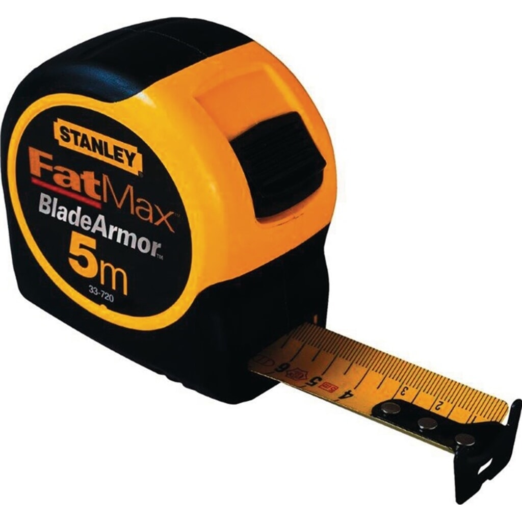STANLEY Taschenrollbandmaß FatMax L.5m B.32mm mm/cm EG II Ku.Festst.SB Produktabbildung: STANLEY Taschenrollbandmaß FatMax L.5m B.32mm mm/cm EG II Ku.Festst.SB