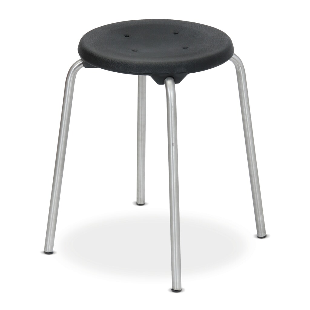 Produktabbildung: Stapelhocker PU-Sitz, Sitzhöhe 500 mm, Bodengleiter, schwarz