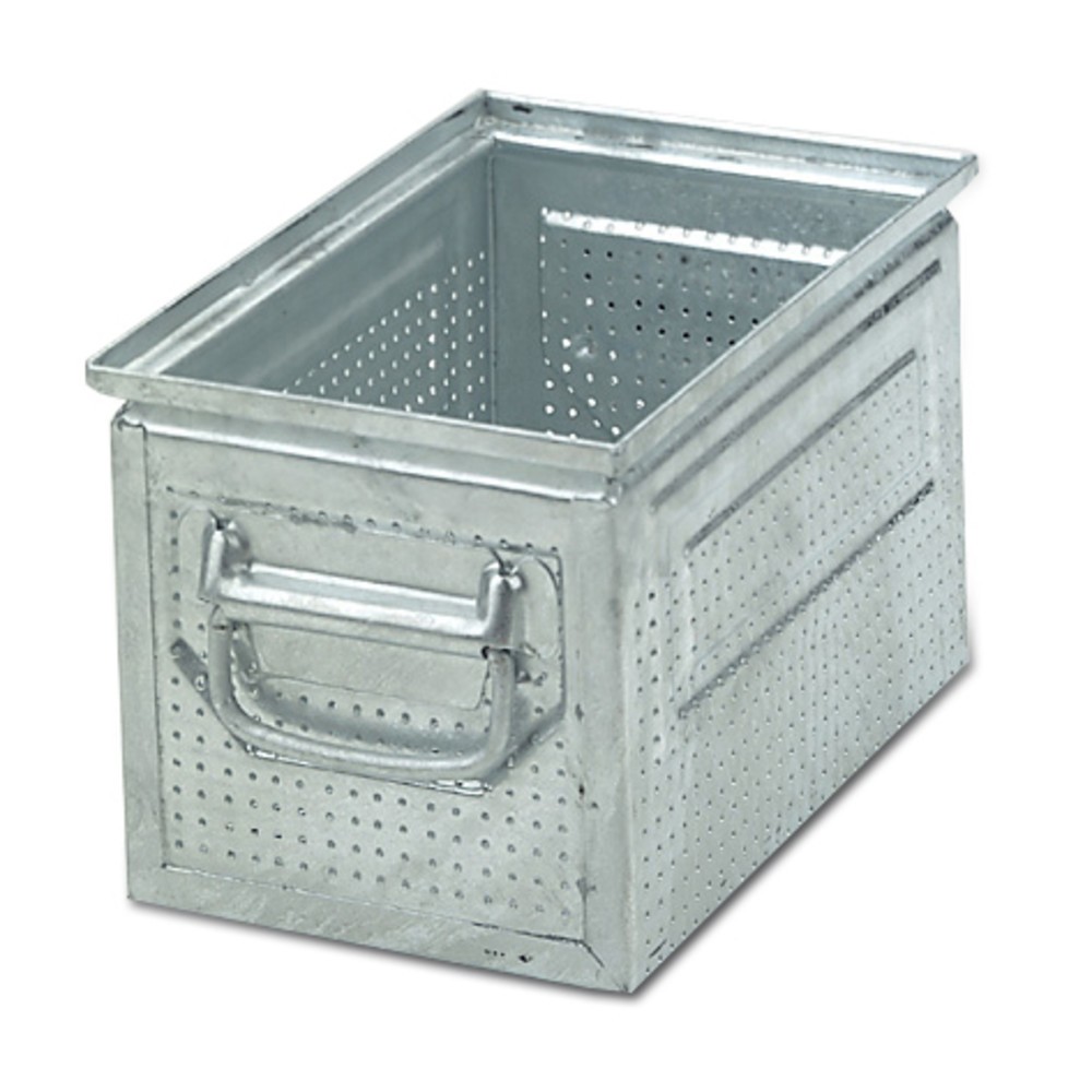 Produktabbildung Nr. 2: Stapelkasten aus Stahlblech, mit feiner Lochung Ø 3 mm, HxBxT 200 x 300 x 200 mm