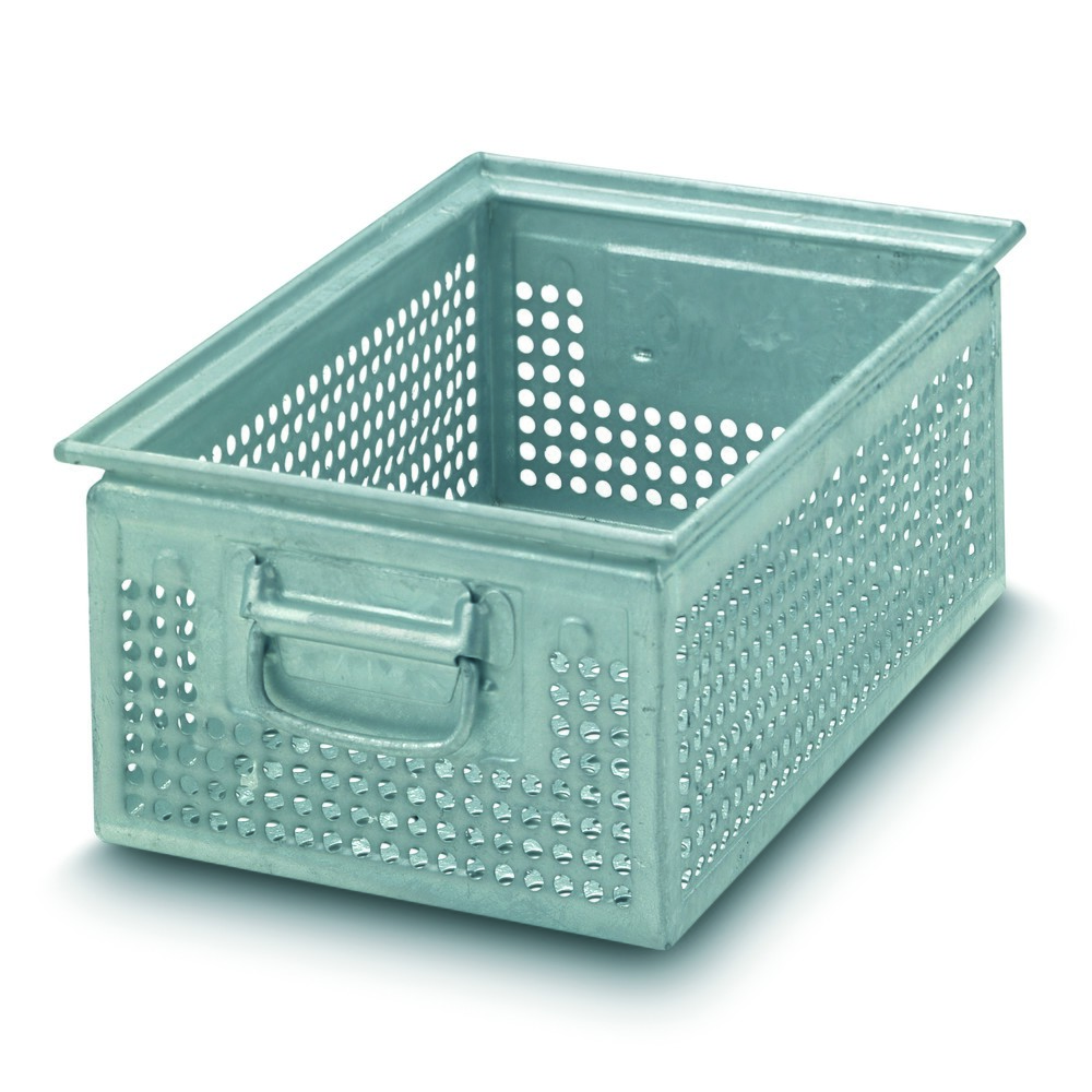 Produktabbildung Nr. 2: Stapelkasten aus Stahlblech, mit grober Lochung Ø 7 mm, HxBxT 150 x 300 x 200 mm