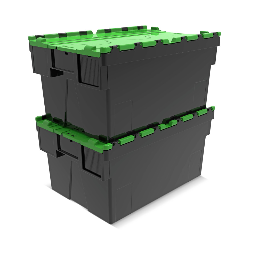 Productafbeelding nr. 7: Alpha Eurobox van PP-regranulaat met klapdeksel, zwart/groen, 56 liter, hxbxd 310 x 600 x 400 mm