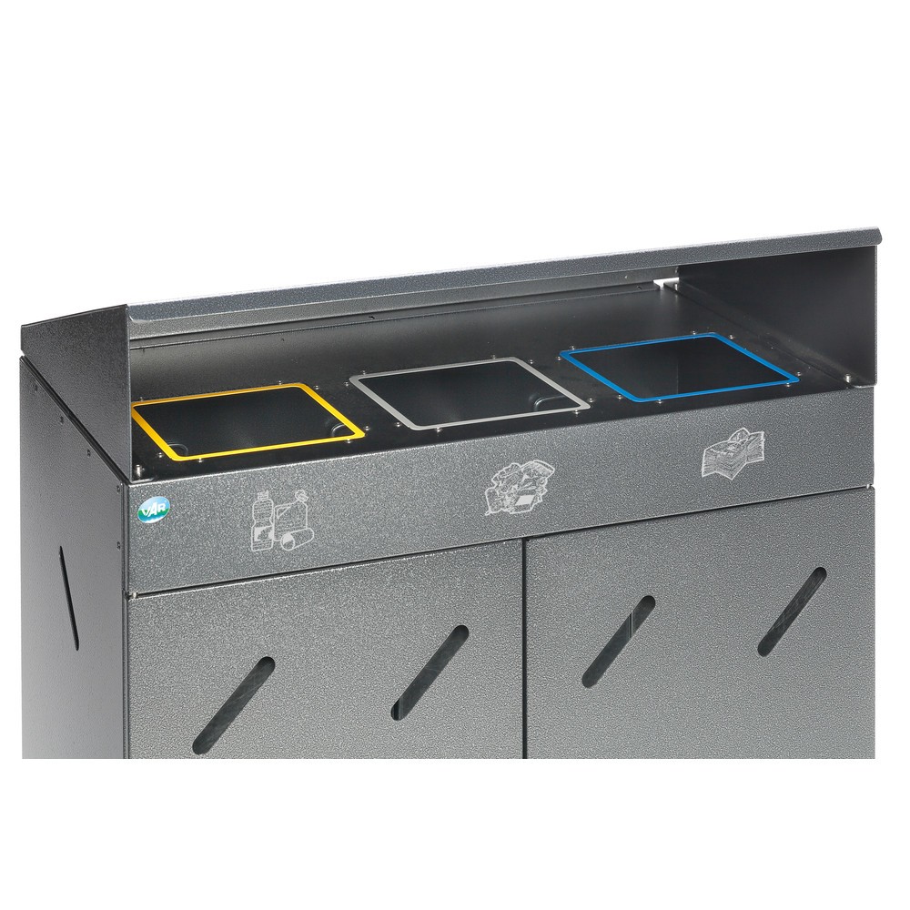 N° de l'image du produit 3 : Station de tri VAR® WS 89, ouvertures d'insertion, 3x 100 litres, argent antique