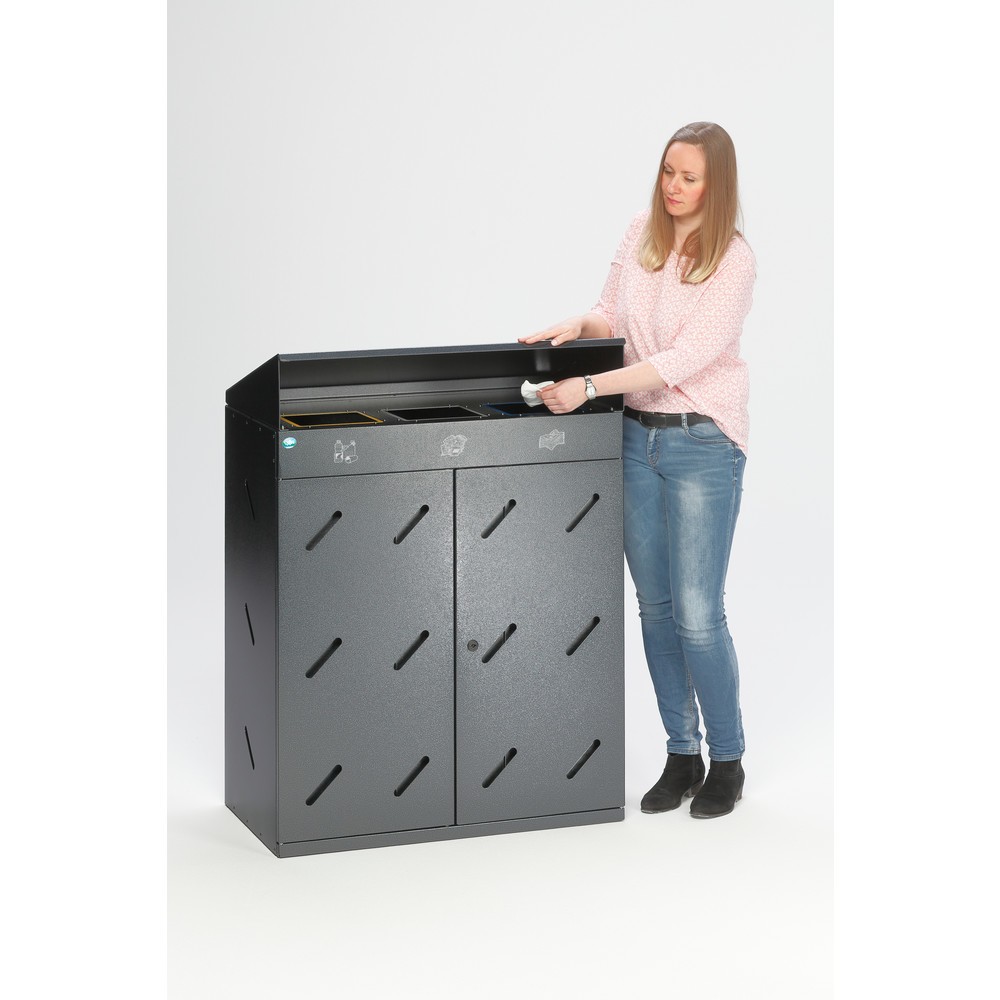 N° de l'image du produit 5 : Station de tri VAR® WS 89, ouvertures d'insertion, 3x 100 litres, argent antique