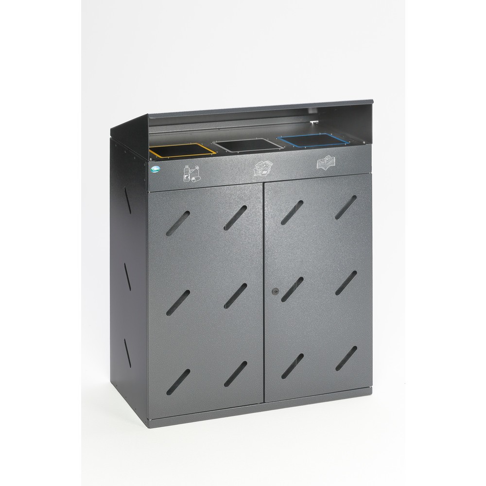 N° de l'image du produit 1 : Station de tri VAR® WS 89, ouvertures d'insertion, 3x 100 litres, argent antique