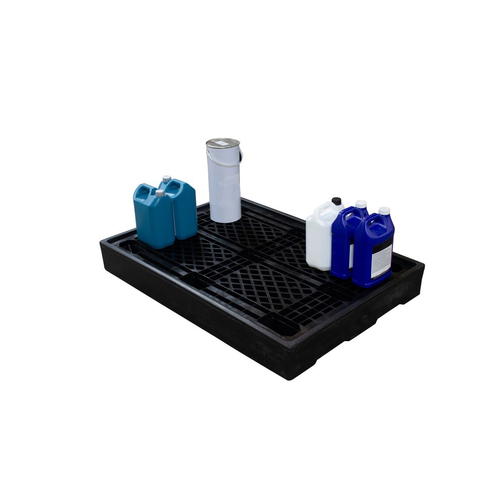 Produktabbildung: Steinbock® Auffangwanne ECO, 100% Recycling-PE, für 2x 200-Liter-Fässer u. Kleingebinde, Auffangvolumen 130 Liter