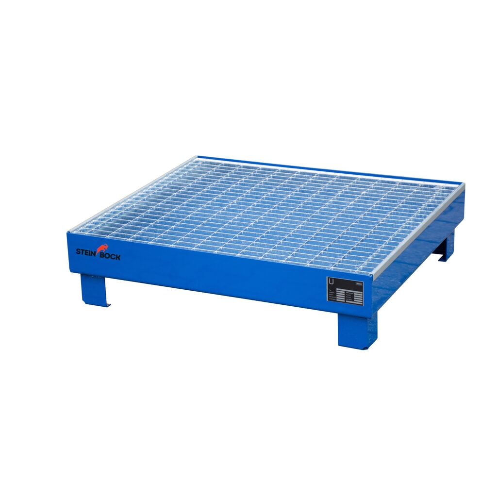 Produktabbildung: Steinbock® Auffangwanne für 4x 60-Liter-Fässer, inkl. Gitterrost, blau