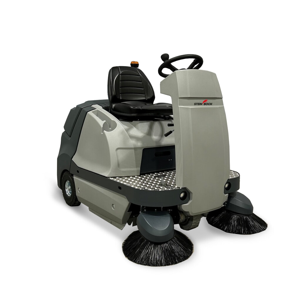 Steinbock® Aufsitz-Kehrmaschine A-1150 E PRO, Kehrbreite 1.200 mm, inkl. Batterie und Ladegerät Produktabbildung: Steinbock® Aufsitz-Kehrmaschine A-1150 E PRO, Kehrbreite 1.200 mm, inkl. Batterie und Ladegerät