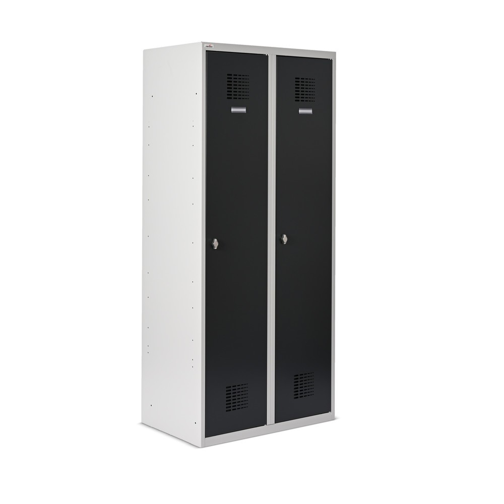 Produktabbildung Nr. 4: C-Ware Steinbock® Doppelspind, bodenstehend, 2 Abteile, Mitteltrennwand, Drehriegelverschluss, HxBxT 1.800 x 800 x 500 mm, lichtgrau/anthrazitgrau