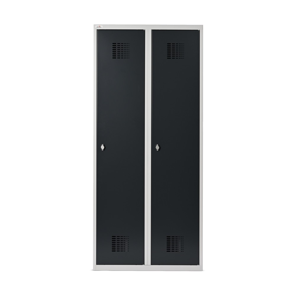 Produktabbildung Nr. 6: C-Ware Steinbock® Doppelspind, bodenstehend, 2 Abteile, Mitteltrennwand, Drehriegelverschluss, HxBxT 1.800 x 800 x 500 mm, lichtgrau/anthrazitgrau