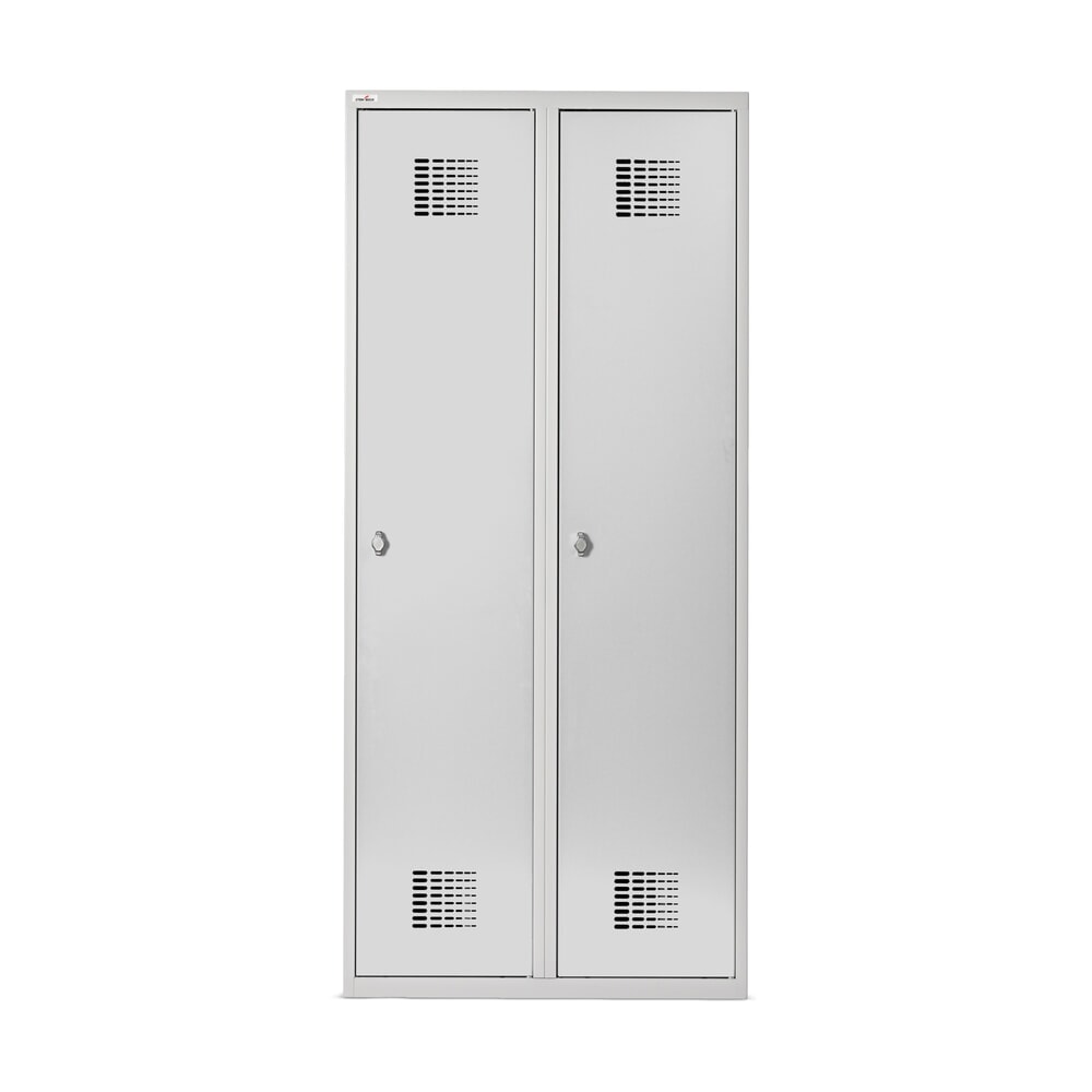 Produktabbildung Nr. 8: Steinbock® Doppelspind, bodenstehend, 2 Abteile, Mitteltrennwand, Drehriegelverschluss, HxBxT 1.800 x 800 x 500 mm, lichtgrau/lichtgrau