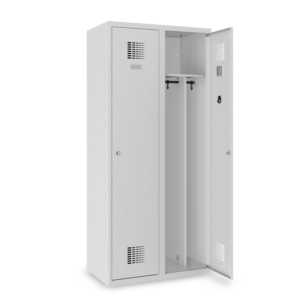 Produktabbildung Nr. 9: Steinbock® Doppelspind, bodenstehend, 2 Abteile, Mitteltrennwand, Zylinderschloss, HxBxT 1.800 x 800 x 500 mm, lichtgrau/lichtgrau