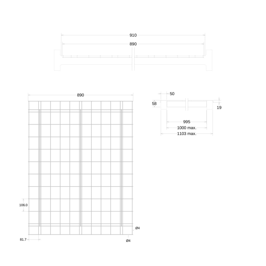 Produktabbildung Nr. 14: Steinbock® Drahtgitterboden für Palettenregale, engmaschig und feuerverzinkt, BxT 890 x 1100 mm, Tragkraft pro Stellplatz 500 kg