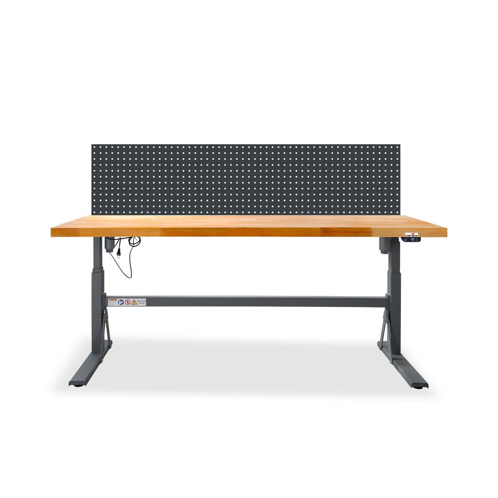 Steinbock® elektrisch höhenverstellbare Werkbank e-Adjust, mit Lochwand, HxBxT 700-1.170 x 2.000 x 750 mm, TK 350 kg Produktabbildung: Steinbock® elektrisch höhenverstellbare Werkbank e-Adjust, mit Lochwand, HxBxT 700-1.170 x 2.000 x 750 mm, TK 350 kg