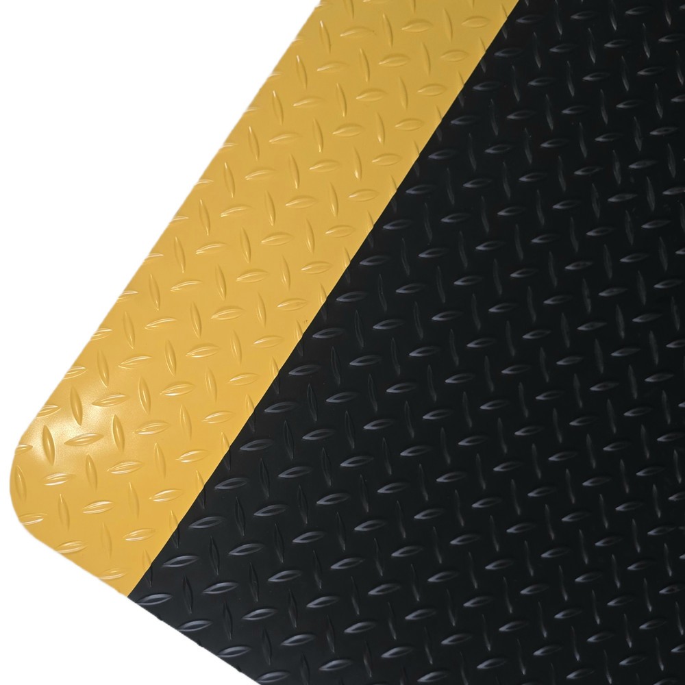 Imagen del producto: Alfombrilla antifatiga ErgoSoft Strong de Steinbock®, patrón de diamante, 2 capas, A x L 600 x 1000 mm, negra/amarilla