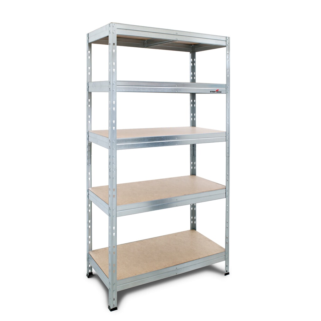 Steinbock® Schwerlastregal Rivet 1 Grundfeld, Fachlast 250 kg, HxBxT 1800 x 910 x 460 mm, verzinkt Produktabbildung: Steinbock® Schwerlastregal Rivet 1 Grundfeld, Fachlast 250 kg, HxBxT 1800 x 910 x 460 mm, verzinkt
