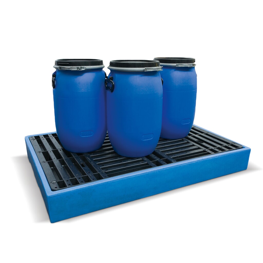 Produktabbildung: Steinbock® Flach-Auffangwanne aus PE, inkl. Lochplatte, HxBxT 150 x 1.660 x 1.260 mm
