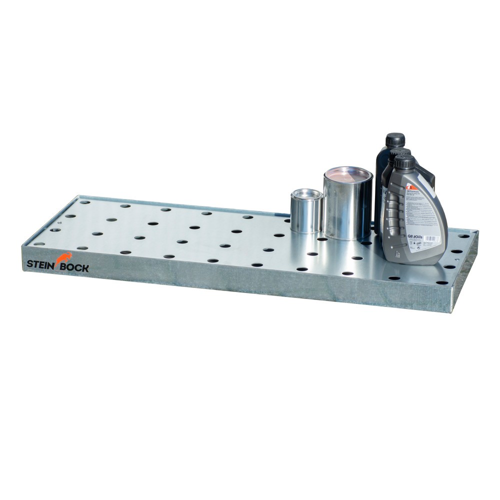 Produktabbildung Nr. 2: Steinbock® Kleingebindewanne, aus Stahl, verzinkt, HxBxT 60 x 370 x 940 mm, Auffangvolumen 11 Liter, inkl. Lochblech-Rost