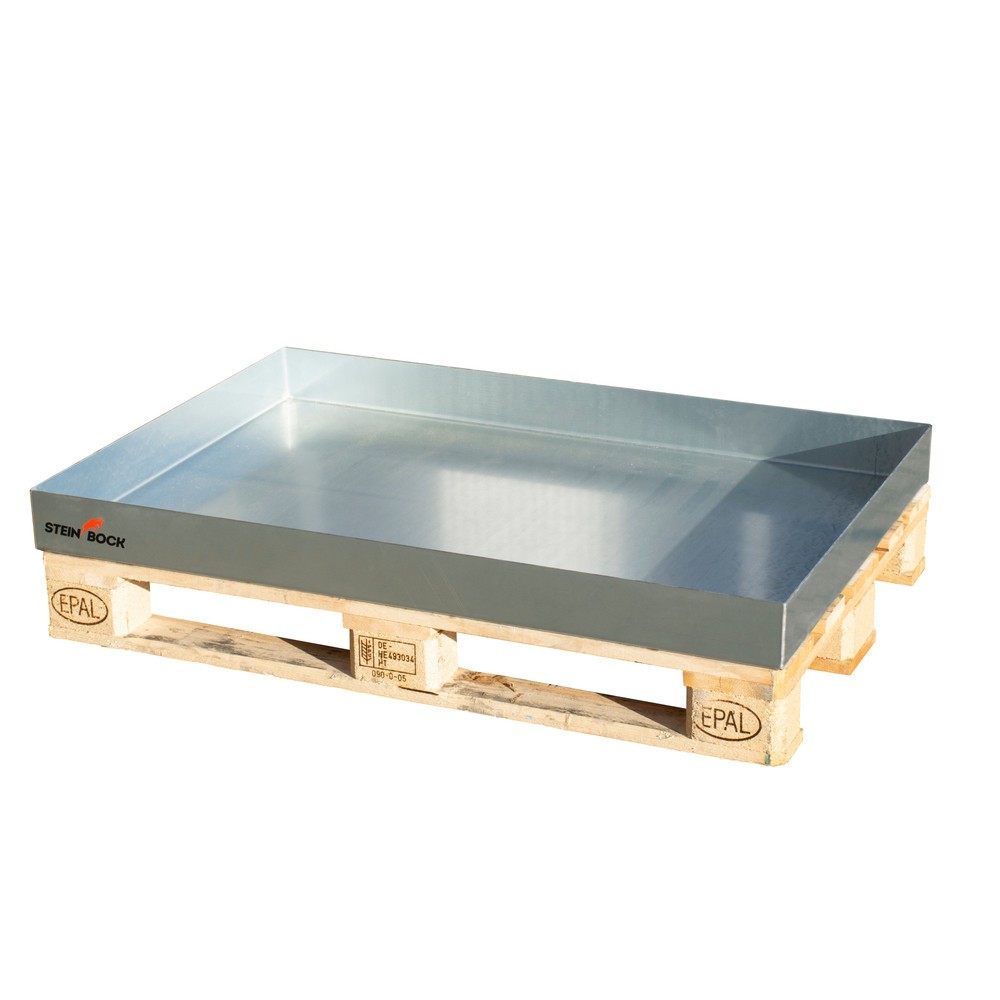 Produktabbildung Nr. 1: Steinbock® Paletten-Kleingebindewanne, aus Stahl, verzinkt, HxBxT 120 x 600 x 1.200 mm, Auffangvolumen 68 Liter