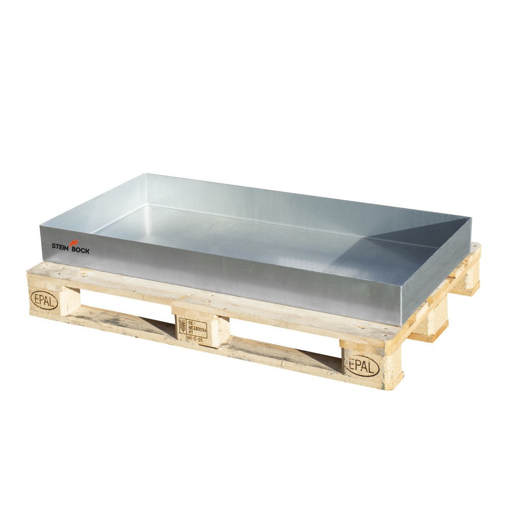 Produktabbildung Nr. 3: Steinbock® Paletten-Kleingebindewanne, aus Stahl, verzinkt, HxBxT 100 x 800 x 1.200 mm, Auffangvolumen 73 Liter