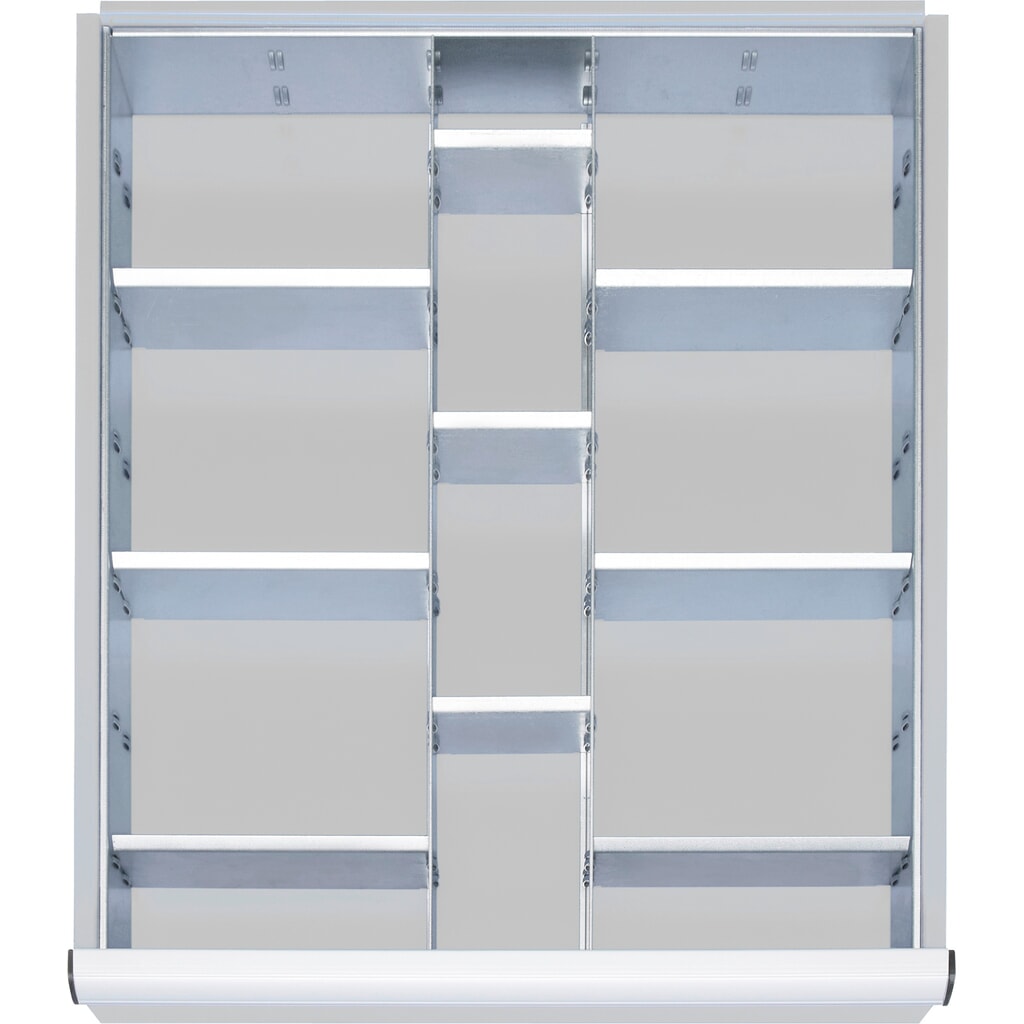 Steinbock® Selection Schubladeneinteilungs-Set, für Schubladenmaße BxT 490 x 560 mm mit Blendenhöhe 120-150 mm, 2x 9 Trennwände Produktabbildung: Steinbock® Selection Schubladeneinteilungs-Set, für Schubladenmaße BxT 490 x 560 mm mit Blendenhöhe 120-150 mm, 2x 9 Trennwände