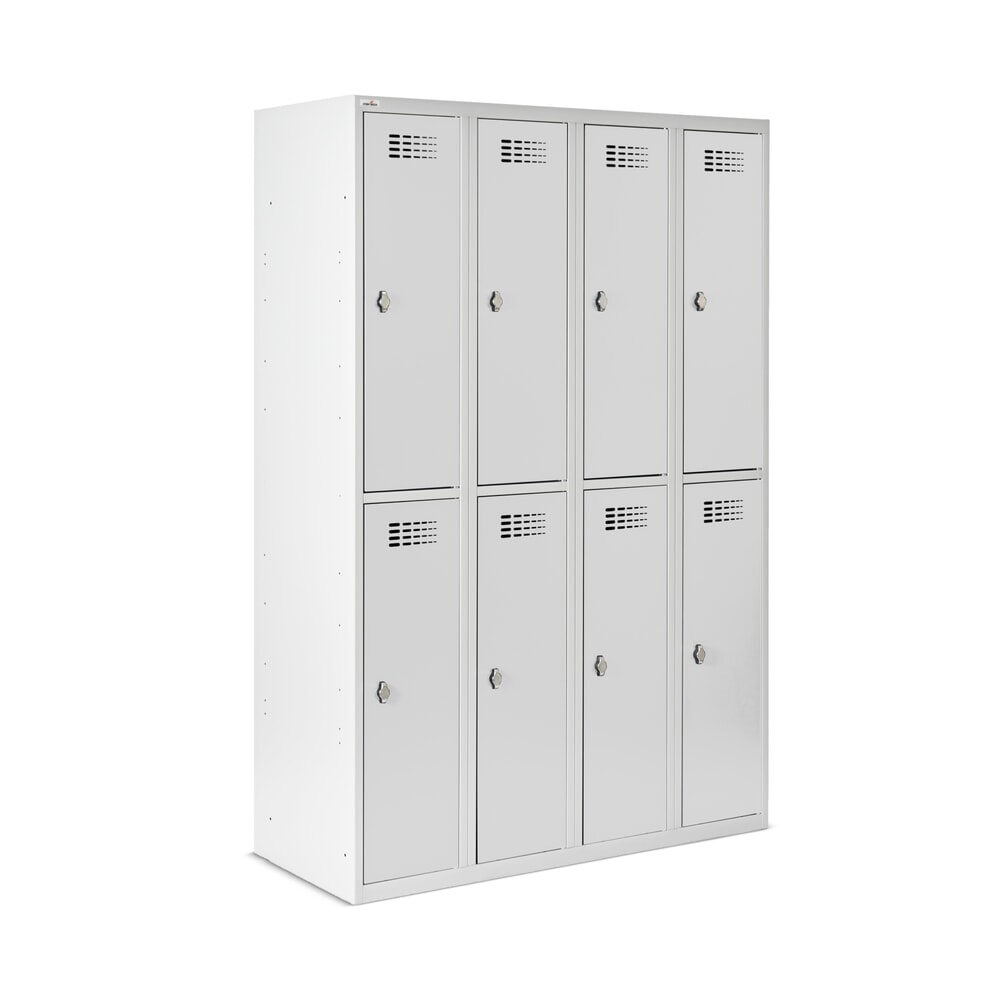 Produktabbildung Nr. 6: Steinbock® Spind, bodenstehend, 2-stöckig, 8 Fächer, Drehriegelverschluss, HxBxT 1.800 x 1.200 x 500 mm, lichtgrau/lichtgrau