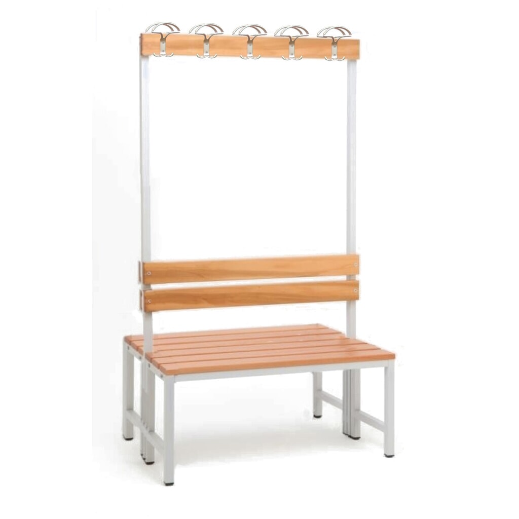 Produktabbildung Nr. 1: Steinbock® Umkleidebank, 2-seitig mit Hakenleiste, Breite 1.000 mm, ohne Schuhrost