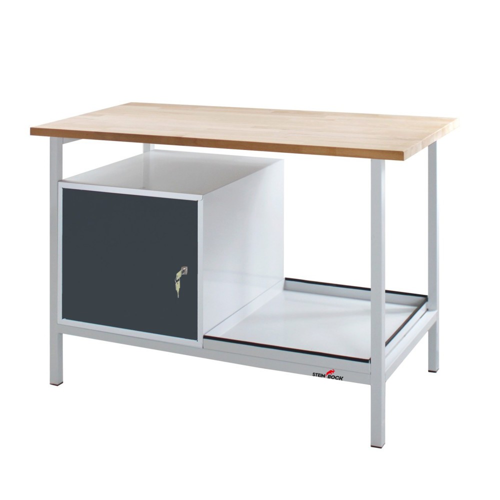 Produktabbildung: Steinbock® Werkbank Cube, 1 Tür, TK 300 kg, HxBxT 825 x 1.200 x 600 mm, RAL 7035/7016