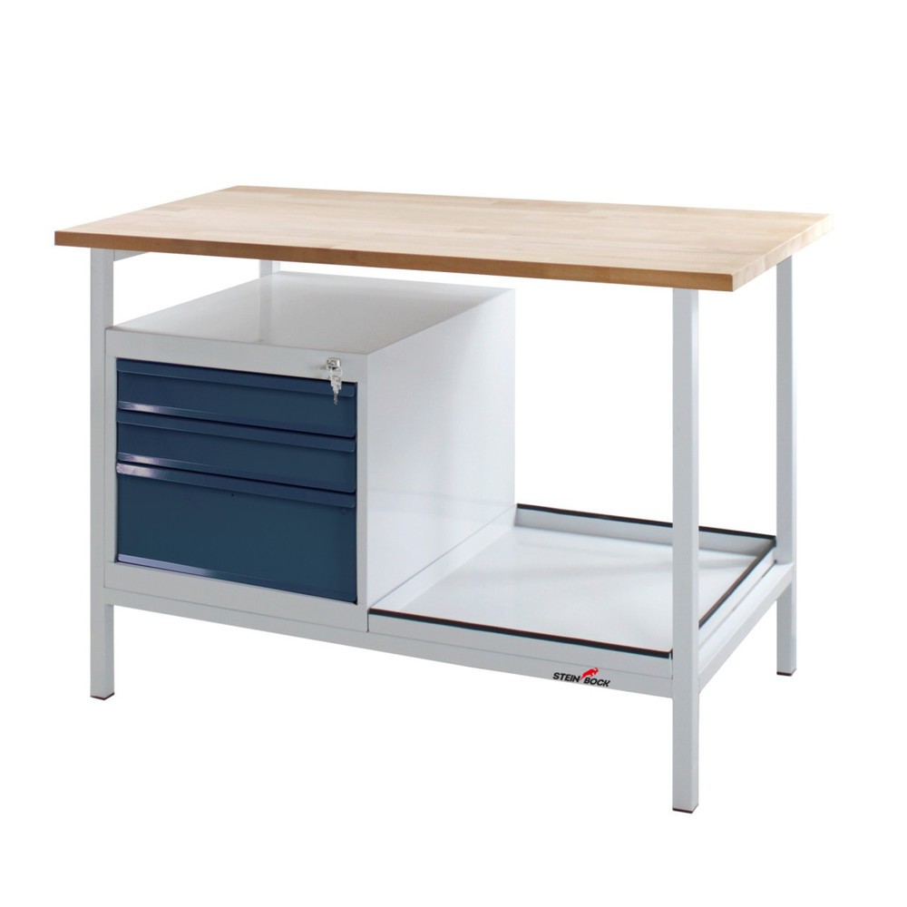 Produktabbildung Nr. 1: Steinbock® Werkbank Cube, 3 Schubladen, TK 300 kg, HxBxT 825 x 1.200 x 600 mm, RAL 7035/7016